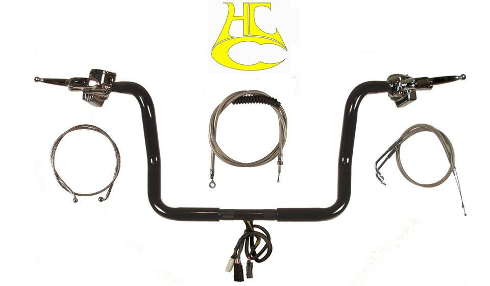 Black 12 Ape Hangers Kit Harley Davidson Electra Glide w 