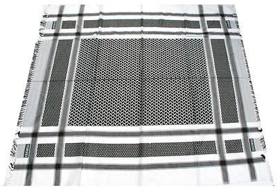 Black & White Palestine Scarf   Arafat Style Mens Kefiyyeh kofiya 