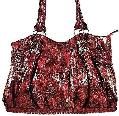 RED GOLD PATENT ARCADIA USA SHOULDER BAG TOTE PB8336RD