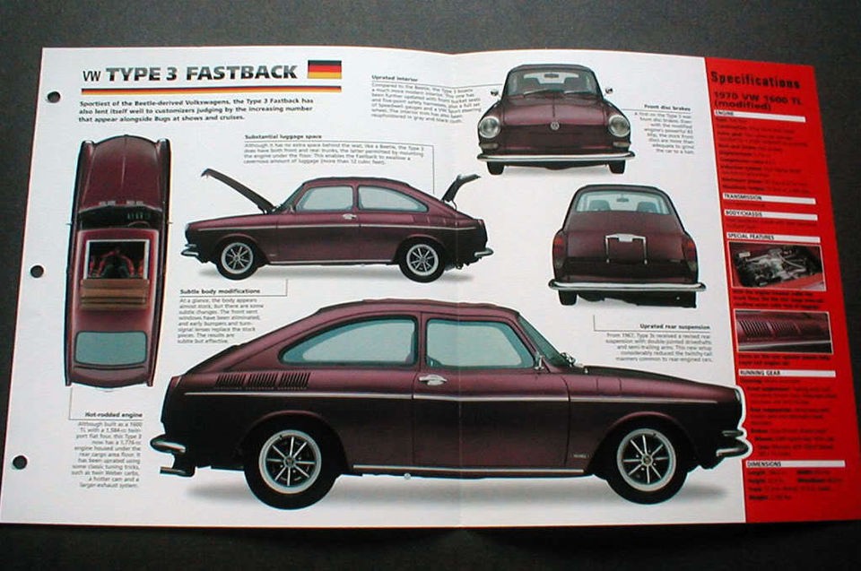 1970 VOLKSWAGEN CUSTOM TYPE 3 FASTBACK IMP BROCHURE 70