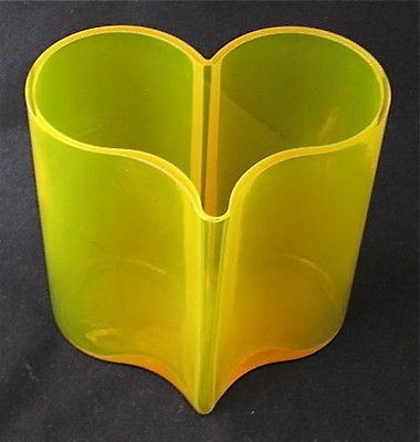 Finnish art glass Muurla yellow heart vase, 6 3/8 h.