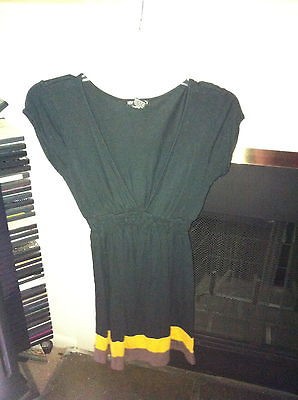 Miss Chievous Dillards Dress/Top Deep Vneck Black/Yellow/B​rown S