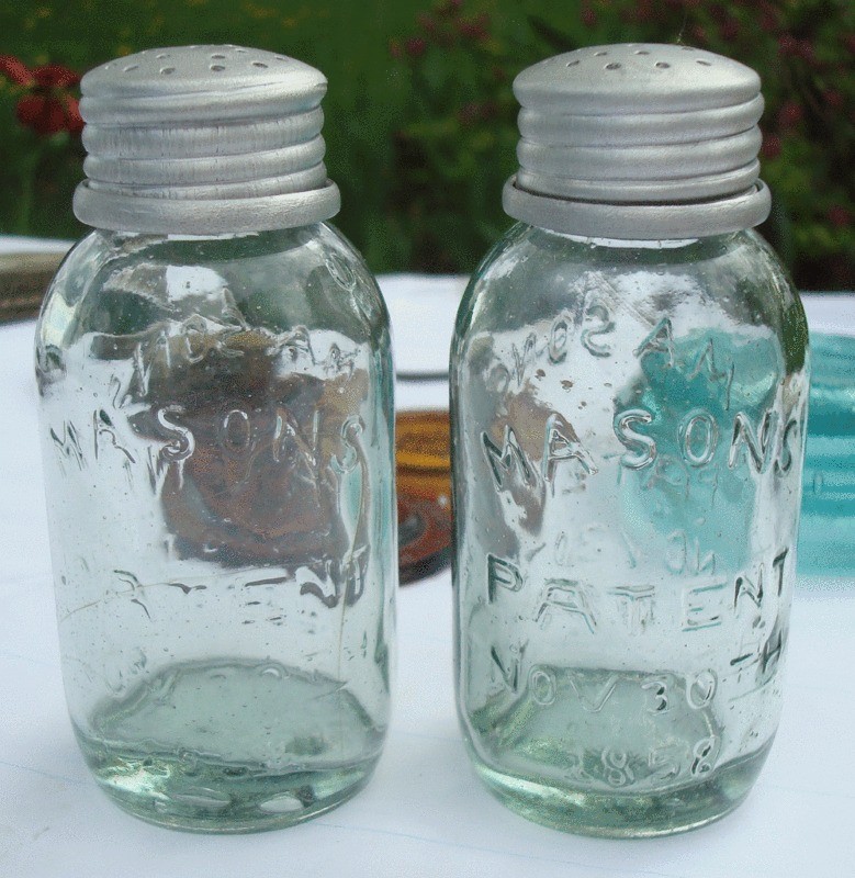 Masons Patent Nov.30 Fruit Jar Salt & Pepper Shakers