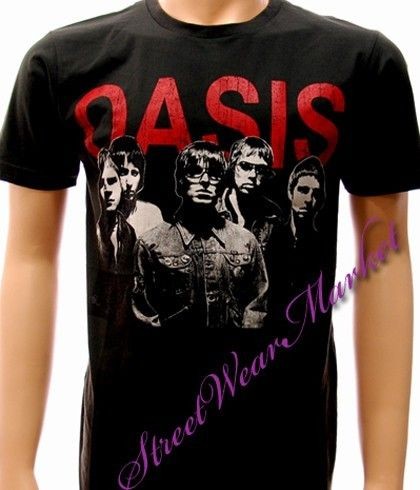 Oasis alternative rock band punk black men T shirt Sz M