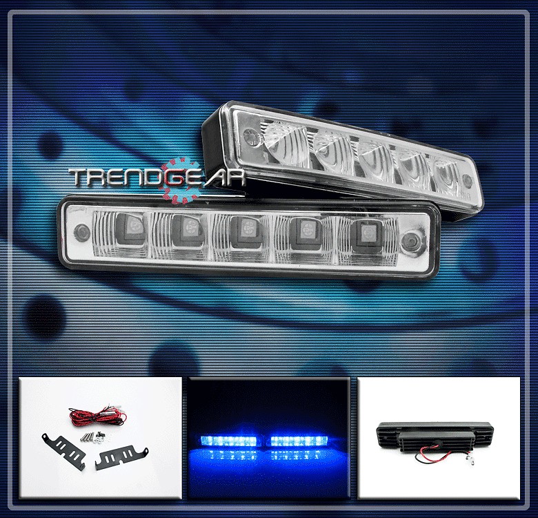 UNIVERSAL 5 LED BLUE 6 EURO DRL DAYTIME RUNNING HEAD FOG LIGHT BMW 