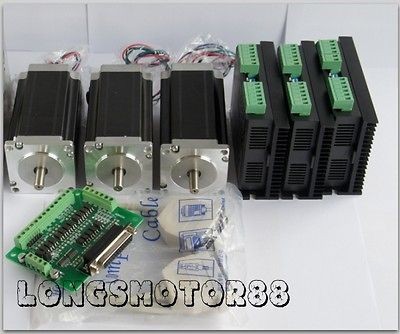 Free ship to US,CA,MX,EU 3 AXIS NEMA 23 STEPPER MOTOR 425OZ.IN CNC KIT