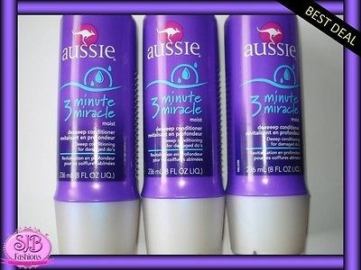 3x AUSSIE 3 Minute Miracle Moist Deep Conditioner 8fl oz 236 ml NEW 