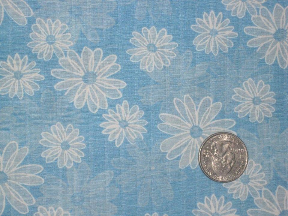 Pastel Blue Tutti Frutti Blue Daisy Plisse Fabric FQ