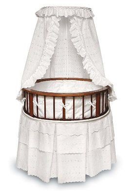 Badger Basket Elegance Round Baby Bassinet w/ Bedding Baby Nursery 