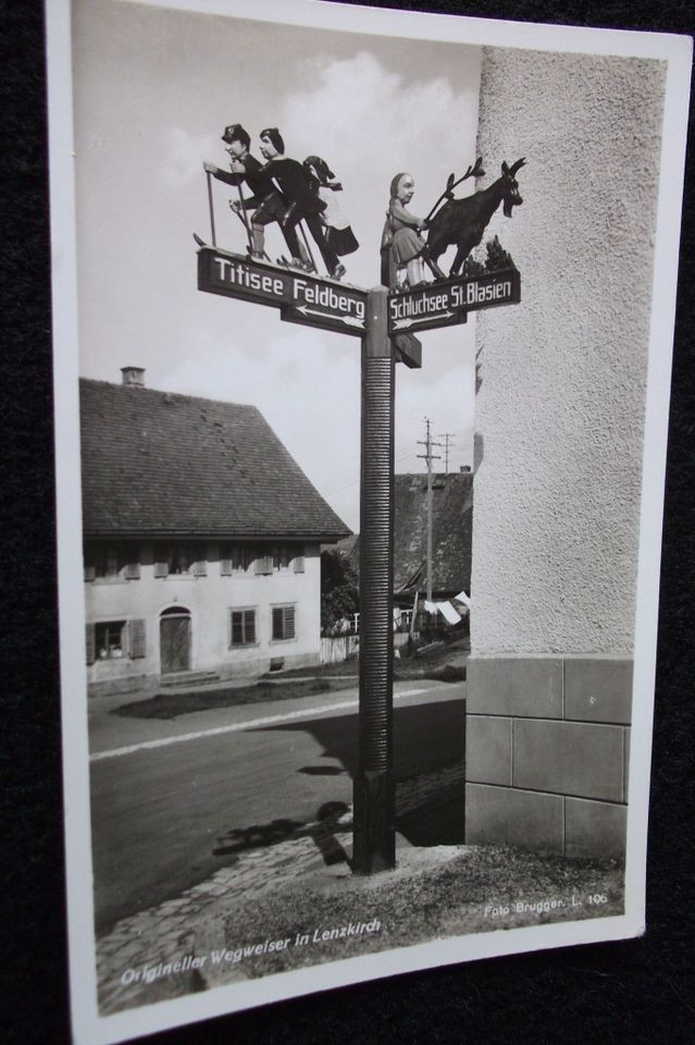 OLD POSTCARD OF ORIGINELLER WEGWEISER IN LENZKIRCH GERMANY