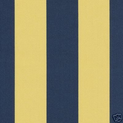   Sunny Yellow Navy Awning Stripe Sun Famous Outdoor Fabric By the Yard