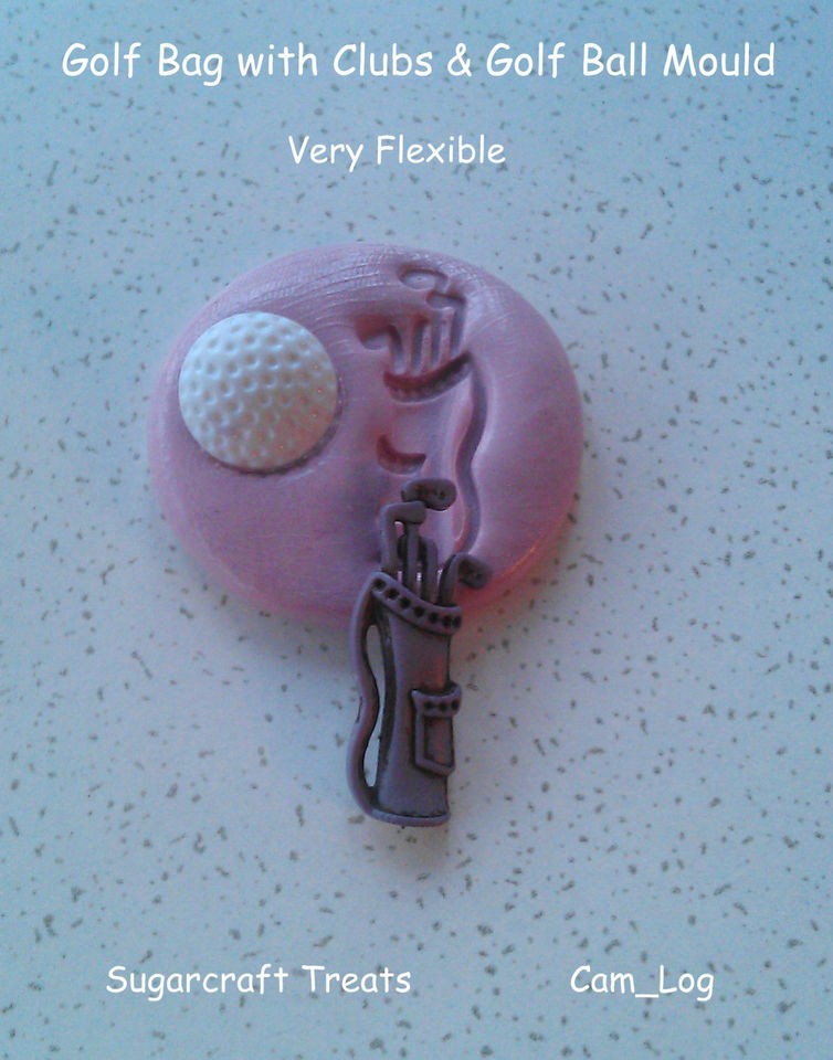 Golf Bag with Clubs & Golf Ball Silicone Mould Mold,Sugarcraf​t,Cake 