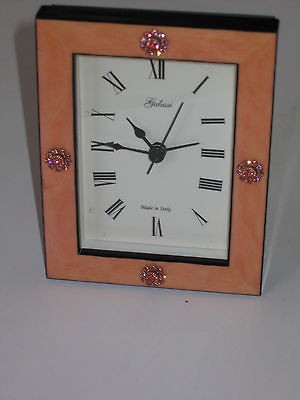   DESIGNER GALASSI MANTLE ALARM CLOCK. W/PINK RHINESTONES.GO​RGEOUS