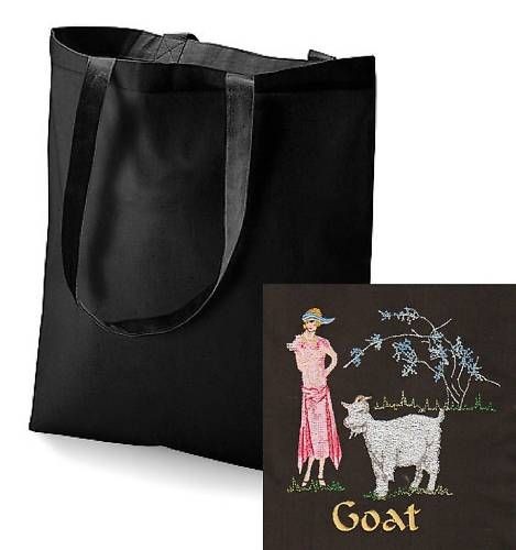 Goat Tote Bag Embroidered by Dogmania