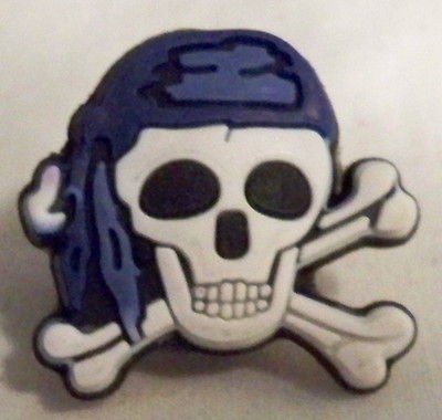 Skull & Crossbones w/ Blue Bandana Clog Shoe Charm   NEW