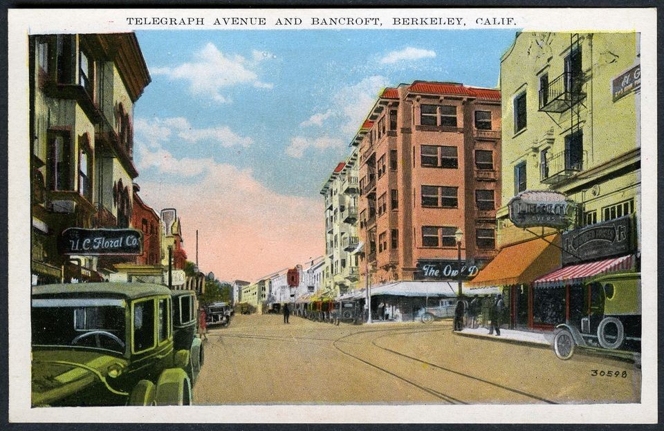 OLD CARS @ TELEGRAPH AVENUE&BANCROFT,BERKELEY,CALIFORNIA~ORIGINAL 