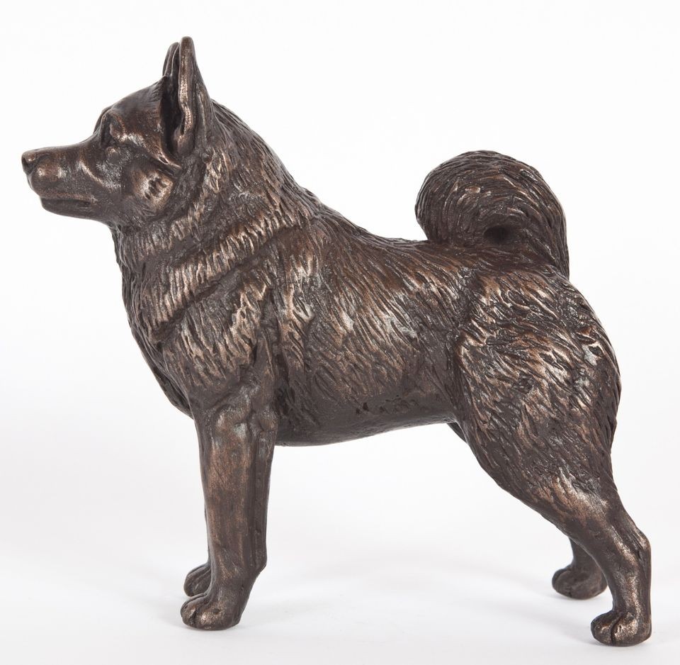 NORWEGIAN ELKHOUND COLD CAST BRONZE FIGURINE 5.5 LONG #63 104