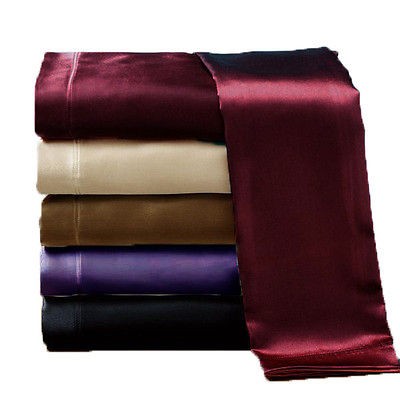 New Luxury Soft Satin Silky Sheet Set Fitted +Pillows+Flat Black Brown 