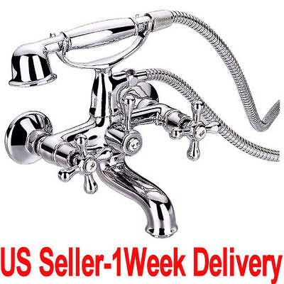 New Clawfoot Bathtub Chrome Faucet+Hand Spray/Shower  US Seller