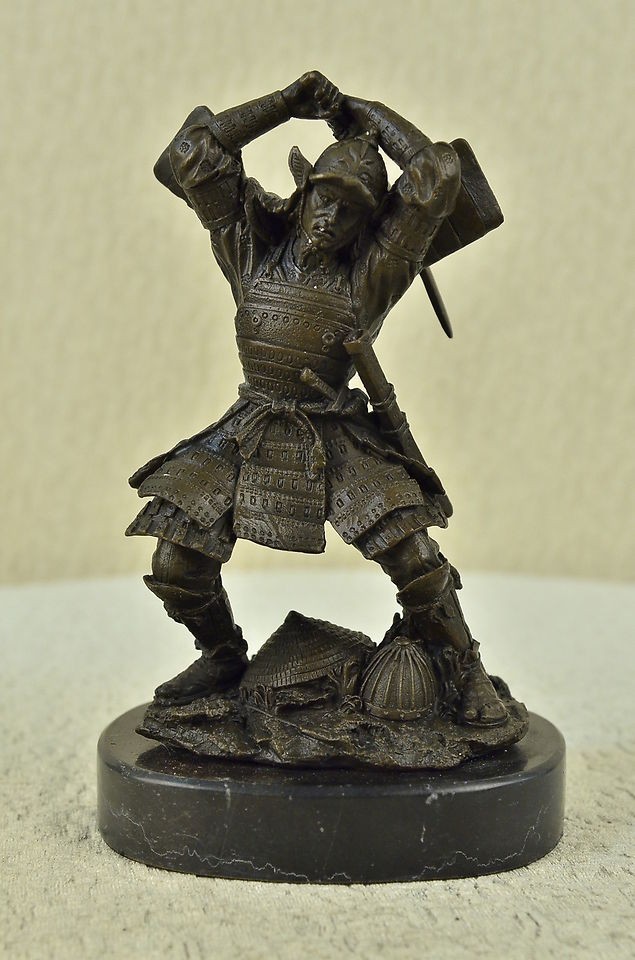 Vintage RARE Signed Kamiko Solid Bronze Samurai Figure Statue 