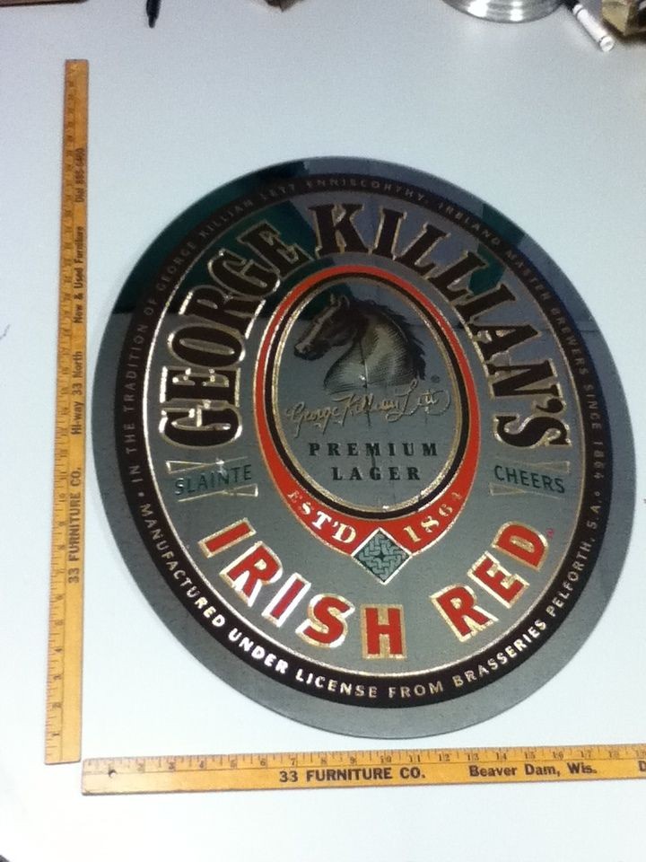   KILLIANS BEER SIGN MIRROR LRG VINTAGE COORS BREWING BAR DISPLAY