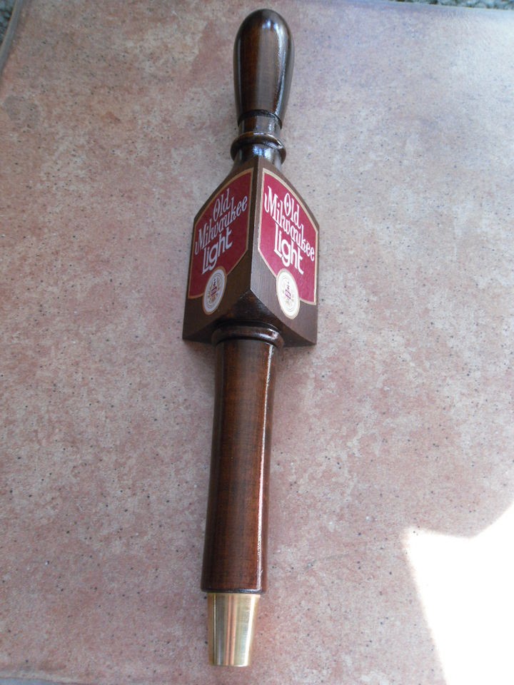 NOS Old Milwaukee Light wooden beer tap handle 12 3/4 3 sided