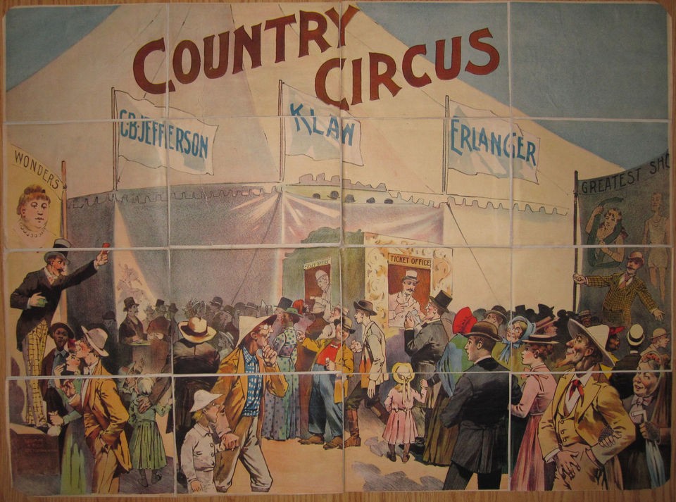 ANTIQUE 19th CENTURY 16 PANEL CIRCUS POSTER LITHOGRAPH SALESMAN 