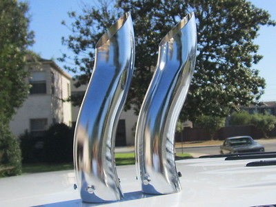 NOS VINTAGE 60s UNUSUAL BEND CHROME EXHAUST EXTENSIONS (Fits 1964 