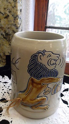   Germany Original Gerzit Lion Stoneware Gerz Beer Stein Tankard 0.5 L