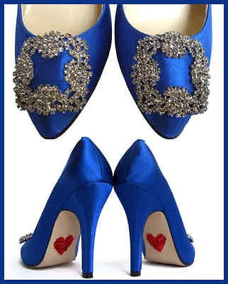 Bella Belle SOMETHING BLUE COBALT CARRIE CRYSTAL WEDDING BRIDAL PUMPS 