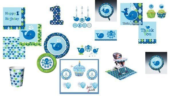 Ocean Preppy Whale 1st Birthday Shower Party Supply U Pick Plates 