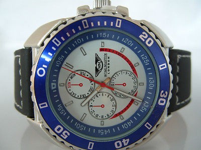 Mens Gents Wingmaster White Face Sports Watch Blue Bezel 36C