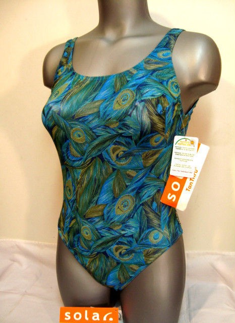 Womens SOLAR Tan Thru No See Through One Piece Swimsuit NWT   Size US 