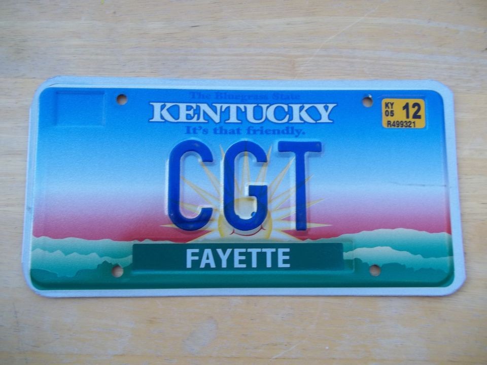 KINTUCKIE VANITY LICENSE CGT CHARLES CAROL CLAY CLAUDE CHUCK TAYLOR 