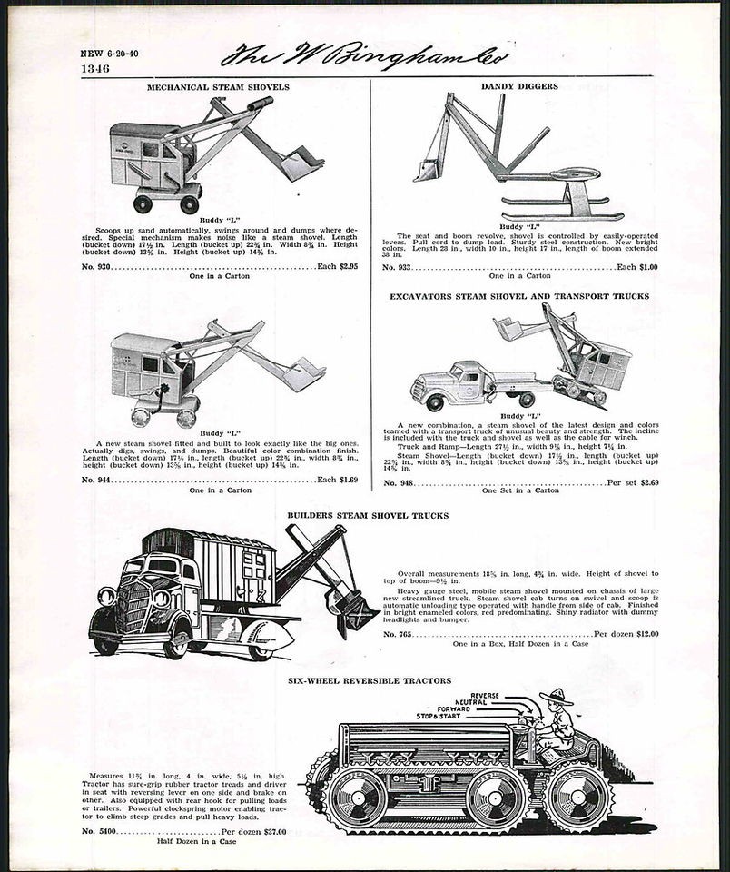 1939 40 Ad Buddy L Steam Shovels Steam Engine Horse wagon ORIGINAL 