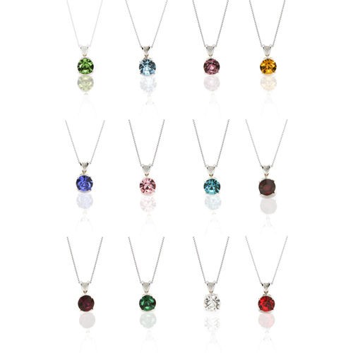   crystal birthstone pendant necklace in silver choose your birthstone