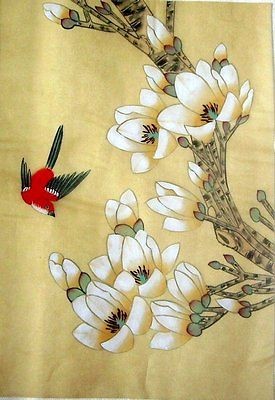 Asian Japanese Hand Painted Silk Painting *Flower & Bird*@665