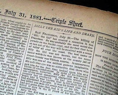 Best BILLY THE KID Outlaw Desperado Biography Killings & Death in 1881 