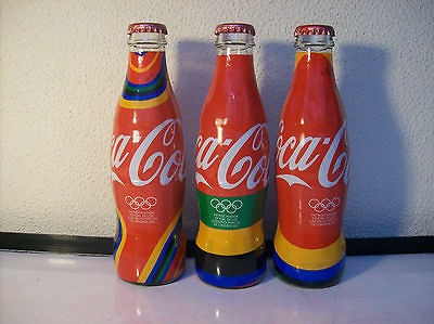 Set 3 Coca Cola Coke Bottles Mexico Empty 237ml Wrapped Glass 