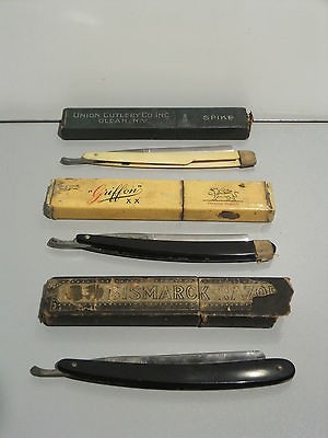   Straight Razors With Boxes, Wostenholm & Son, Griffon XX, Bismarck