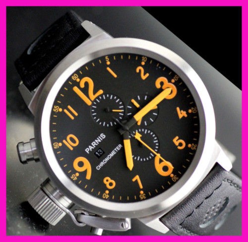 PARNIS 50MM Jumbo Military Chronograph Steel Men Watch