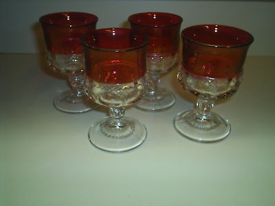   Kings Crown Thumbprint Double Flashed Set of 8 Single Row Glasses
