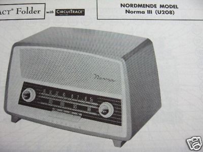 NORDMENDE NORMA III U208 SHORTWAVE RADIO PHOTOFACT