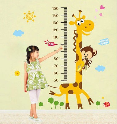 Giraffe Monkey Height Chart Wall Vinly Decal Decor Sticker Removable 