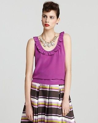 Kate Spade African Violet Purple Dive In Madie S/L Silk Top NWT 6