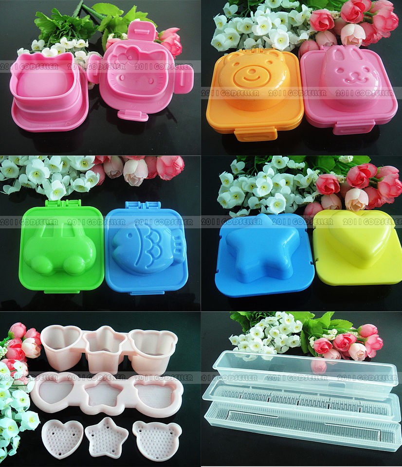 6set heart star bear Boiled Egg Sushi Rice Mold Slim Sushi Rice Roll 