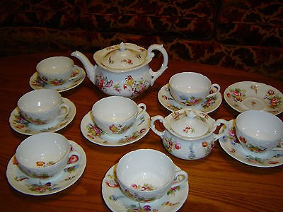 Coalport Antique English Bone China Tea Set Floal Embossed (1750)