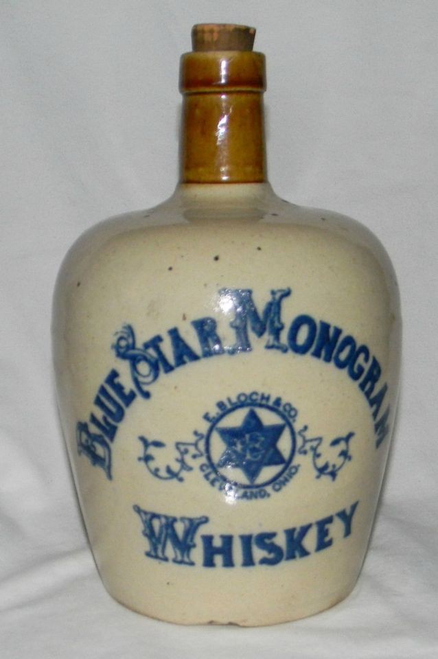   10 Blue Star Monogram Whiskey E. Bloch & Co. Cleveland, Oh handled jug