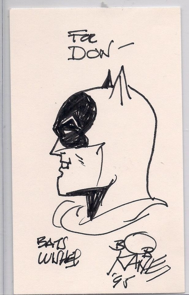 Bob Kane original signed autograph sketch art Batman Joker Robin Index 