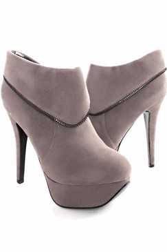 DbDk Gray fabric Zipper Ankle Platform Bootie Helana1